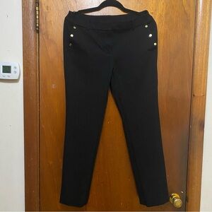 Anne Klein Black Pants with Gold Button Accents